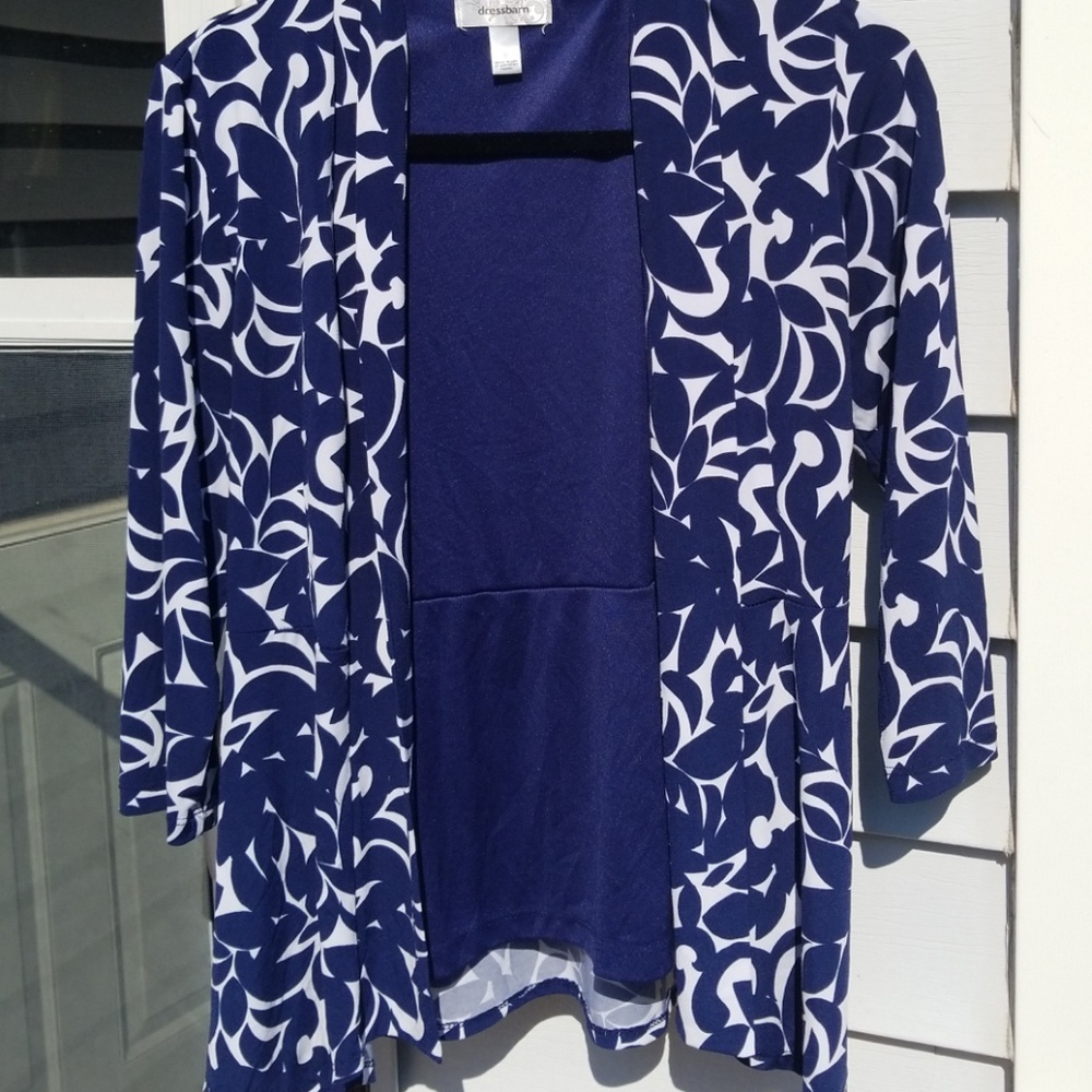 Navy blue and white patterned blazer